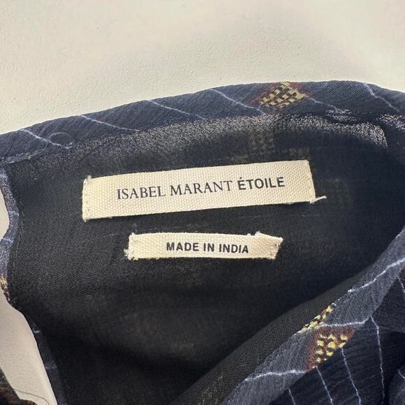 ISABEL MARANT ETOILE SILK BLOUSE WITH RUCHED DETAIL ON SHOULDER WOMENS SIZE 36 - Picture 6 of 8